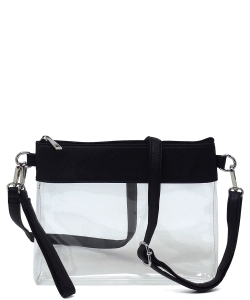 Fashion See Thru Transparent Clutch Crossbody Bag AD200T BLACK
